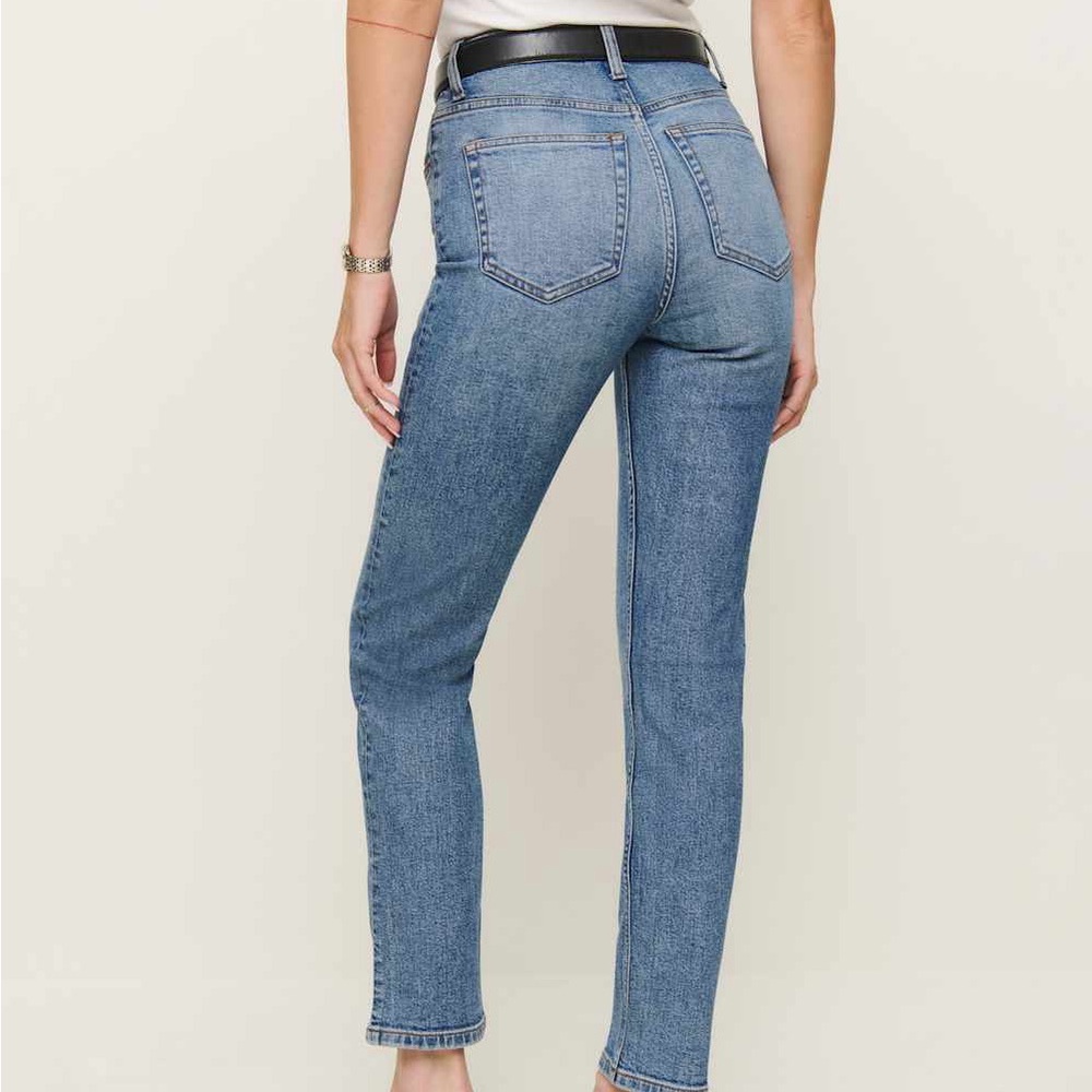 Reformation Ezra Super Stretch High Rise Straight Jean- Sinnan Color-Size 24 - Picture 3 of 5